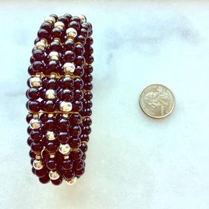 Pretty Black & Gold Beaded Stretch Bracelet